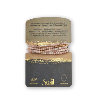 Morganite beaded wrap necklace/bracelet on product card