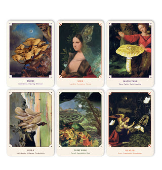 Six sample Mushroom Oracle Cards