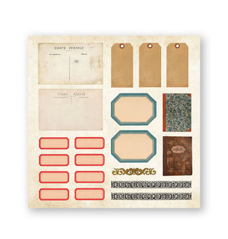 Page from the Mystical Ephemera! sticker book features various label and border designs