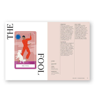 Page spread from Neo Tarot features a section on The Fool with colorful illustration