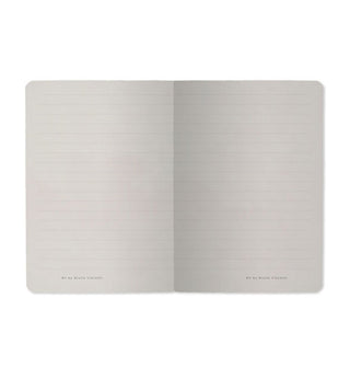 Two lined pages of an opened notebook