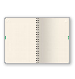 Planner interior features dot grid Notes pages
