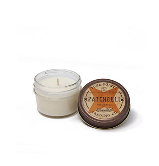 Small Patchouli jar candle with lid removed