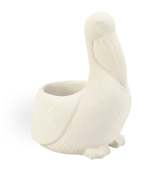 Matte white sitting pelican planter pot