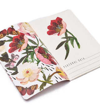 Notebook interior features peony illustrations and a small lined space to write "Personal Data"