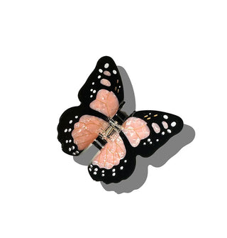 Pink and black monarch butterfly hair clip