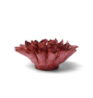 Dark pink glazed ceramic dahlia sculpture