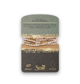 Pink opal beaded wrap necklace/bracelet on product card
