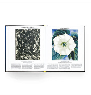 Page spread from Plant: Exploring the Botanical World features plant and flower renderings by John Northcote Nash and Georgia O'Keeffe