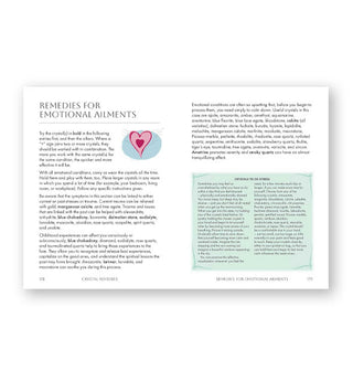 Page spread from The Pocket Crystal Healer features a section titled, "Remedies for Emotional Ailments"