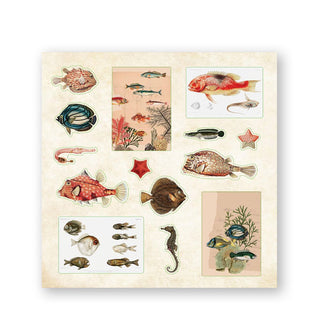 Sample page of stickers from Poseidon's Kingdom features an array of fish