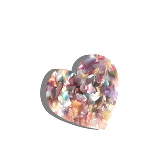 Multicolored pastel quartz-effect heart-shaped hair clip