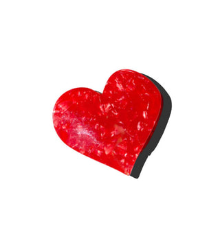 Red quartz-effect heart-shaped hair clip