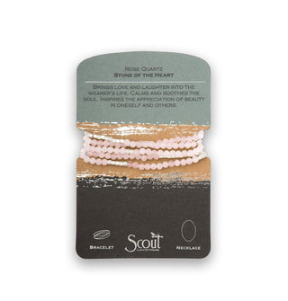 Rose quartz beaded wrap necklace/bracelet on product card
