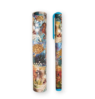 Pen printed with illustrated sea creatures alongside matching gift tube
