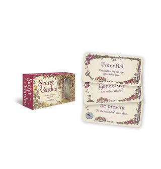 Box and three samples of Secret Garden meditation cards