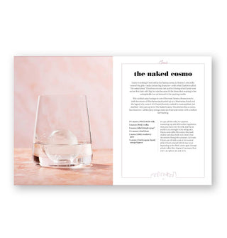 Page spread from Sex and the City Cocktails features a recipe for The Naked Cosmo with photograph
