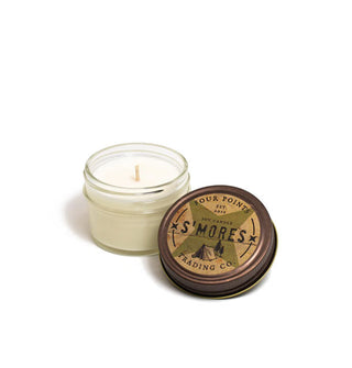 Small S'mores scent jar candle with tin lid removed