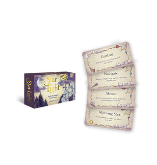 Box and four-card spread of Star Light cards, which include Control, Navigate, Attract, and Morning Star