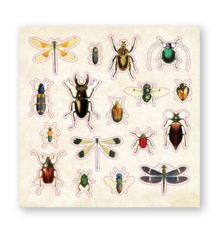 Sample sheet from The Sticker Book of Curiosities features numerous colorful insect designs