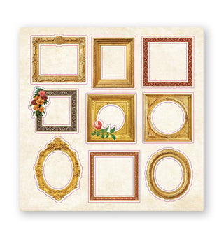 Sample sheet from The Sticker Book of Curiosities features nine picture frame designs, some with floral embellishments