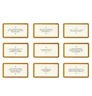 Nine rectangular sample cards from the Stoner Thoughts game, each printed with thought-provoking question