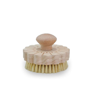 Wooden flower-shaped brush with knob handle