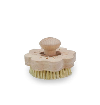 Wooden flower-shaped brush with knob handle