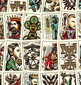 Arrangement of mini Tattoo Tarot cards