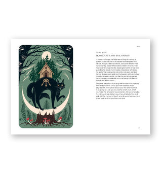 Page spread from The Cat Year features a section titled, "Slavic Cats and Evil Spirits" with corresponding illustration