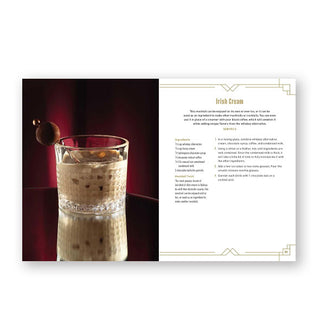 Page spread from The Mocktail Club features a recipe for Irish Cream alongside a photograph of the drink
