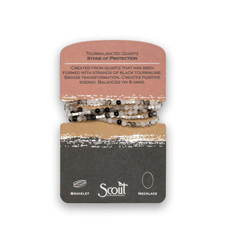 Tourmalinated quartz beaded wrap necklace/bracelet on product card