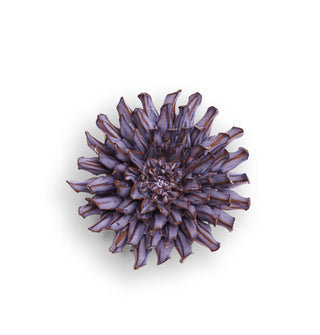 Purple ceramic chrysanthemum flower wall art sculpture