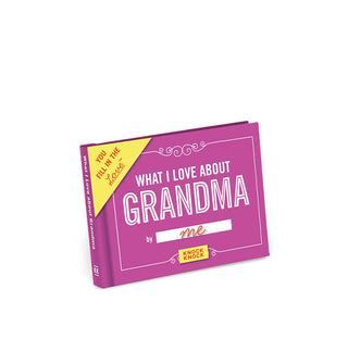 Purple cover of What I Love About Grandma with white lettering