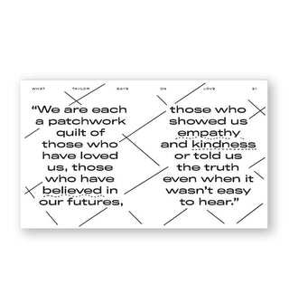 Page spread from What Taylor Says features quotes by Taylor Swift