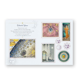 Page spread from the Wicca Sticker Book features a section titled Celestial Sphere with images