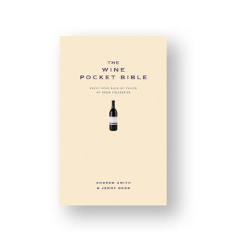 Off-white cover of The Wine Pocket Bible by Andrew Smith and Jenny Dodd features a small image of a wine bottle