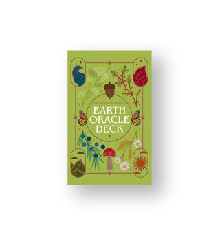 Green box of The Witch of the Forest's Earth Oracle Deck cards featuring various colorful botanical illustrations