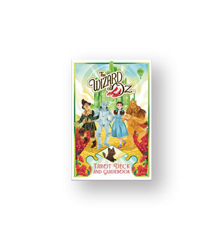 The Wizard of Oz Tarot Deck and Guidebook box featuring colorful artwork depicting  a scene from the film