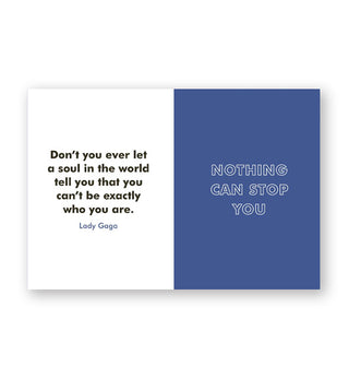 Page spread from You're a Star features a quote by Lady Gaga alongside the words, "Nothing can stop you"