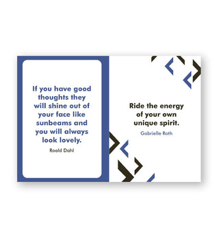 Page spread from You're a Star features quotes by Roald Dahl and Gabrielle Roth accented with black and blue design elements